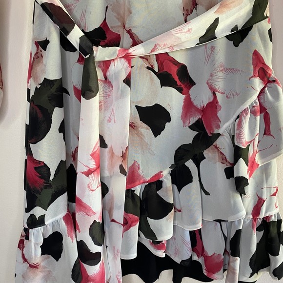 1 STATE woman's size 4 Moonlit Petals floral ruffle sheer long sleeve mini dress - Picture 10 of 15